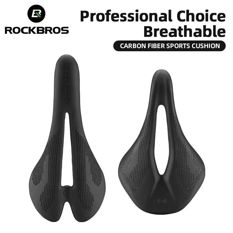 ROCKBROS Bike Seat Lightweight Carbon Fiber Bike Saddle Comfortable Road Bike Seat Bicycle Accessories for Men Women Pneumatic Cycling Saddle Cushion Shock Absorbing for Road MTB Mountain Bikes