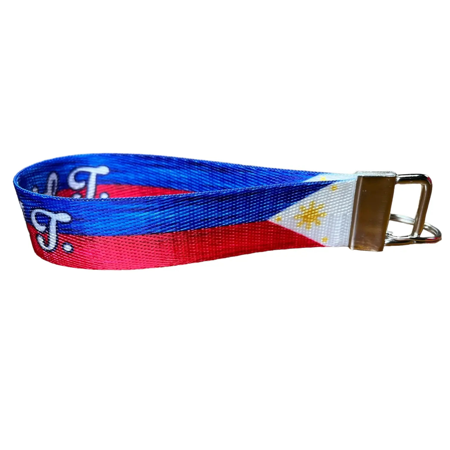 Philippines Artistic Flag Keychain - Personalized Filipino Name Nylon Key Fob - Custom Wristlet Keychain