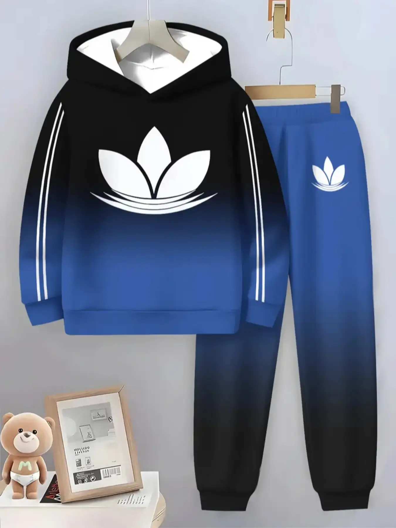 Boys' Hooded Sweatshirt & Pants Set, Casual Fashion Outdoor Wear, Perfect for Outdoor Activities, Comfortable Fit, Stylish Design