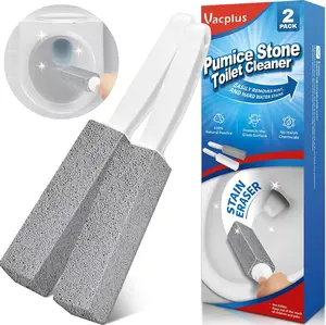 2 Pack Pumice Stone for Toilet Cleaning Extra Long Handle for Removing Bowl Ring Pool Bathroom Toilet Brush Limescale Stain Remover for Tile Bath-tub