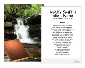 Personalized Memorial Prayer Cards FPC1022EN 2.5" x 4.25" High-Quality Satin Card Stock Optional Lamination for Wake Services Customizable with Name and Optional Lamination for Durability