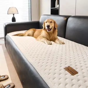 Couch Covers for Dogs Washable, 27.6"x82.7" Velvet Dog Couch Cover Protector, Fuzzy Plush Pet Sofa Cover for 3 Cushion Couch, Sofa Covers for Pets(1PC,Beige White,3 Sofa Pad Cover)