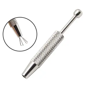 Mini Jewelry Tweezers Portable Four Claw Tool, Handheld Metal Clipper for Beads Watch Glasses Repair, Handle Stainless Steel
