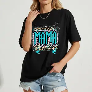 MAMA Print Shirts for Women Round Neck Fashion Casual Graphic Tee Women's Spring Holiday Top Streetwear - Womenswear