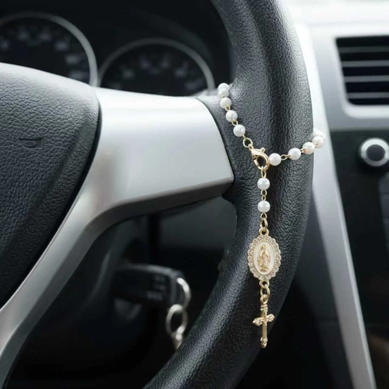 Steering Wheel Rosary Charm Accessory - Rosary CarCharm Accessory-Car Accessory Charms-CarDecor father's day gifts Car Hanging Decoration Car Interior Accessory Car Decorations
