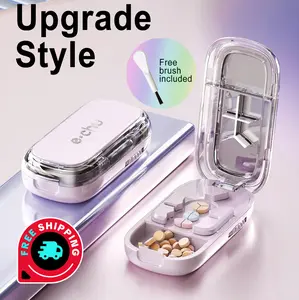 Upgrade Compact Pill Splitter Box - 3-in-1 Medicine Cutter for 1/4 1/2 & 1/3 Doses | Portable Tablet Organizer for Travel, Pet Medication & Daily Use | Fits Different Pill Sizes, Pink,Holiday Haul,TikTok Shop Deals, 2026 Jumpstart Sale