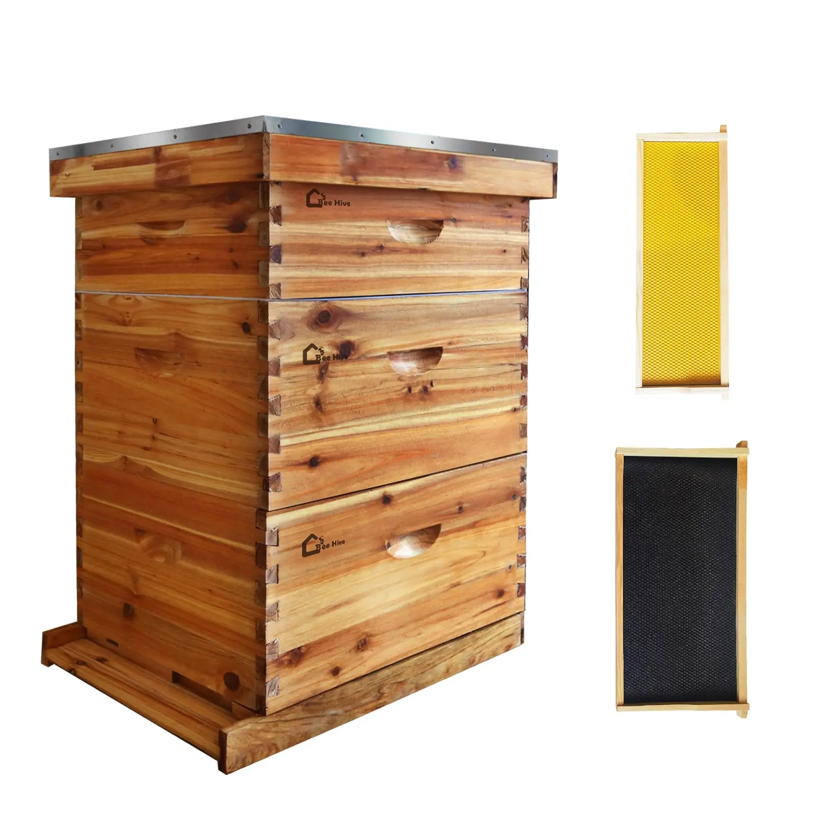 GARVEE 10-Frame Langstroth Beehive Starter Kit, Pre-Coated with Natural Beeswax, 1 Deep & 1 Medium Box, Made of Weatherproof Cedar Wood with Dovetail Joints, Easy Assembly Bee Hive for Beginners & Experts