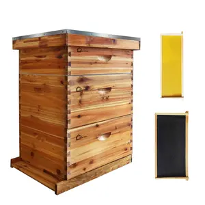 GARVEE 10-Frame Langstroth Beehive Starter Kit, Pre-Coated with Natural Beeswax, 1 Deep & 1 Medium Box, Made of Weatherproof Cedar Wood with Dovetail Joints, Easy Assembly Bee Hive for Beginners & Experts