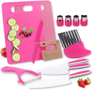 Kitchen Tools Toys Gifts for Kids Girls 4 5 6 7 8 9 10 Years Old, Real Cooking Safe Knives Set, Birthday Gift for Kids