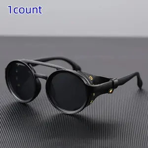Vintage Round Frame Fishing Glasses, Retro Trendy Punk Windproof Glasses, Fishing Accessories for Men, Outdoor Sports Cycling Glasses