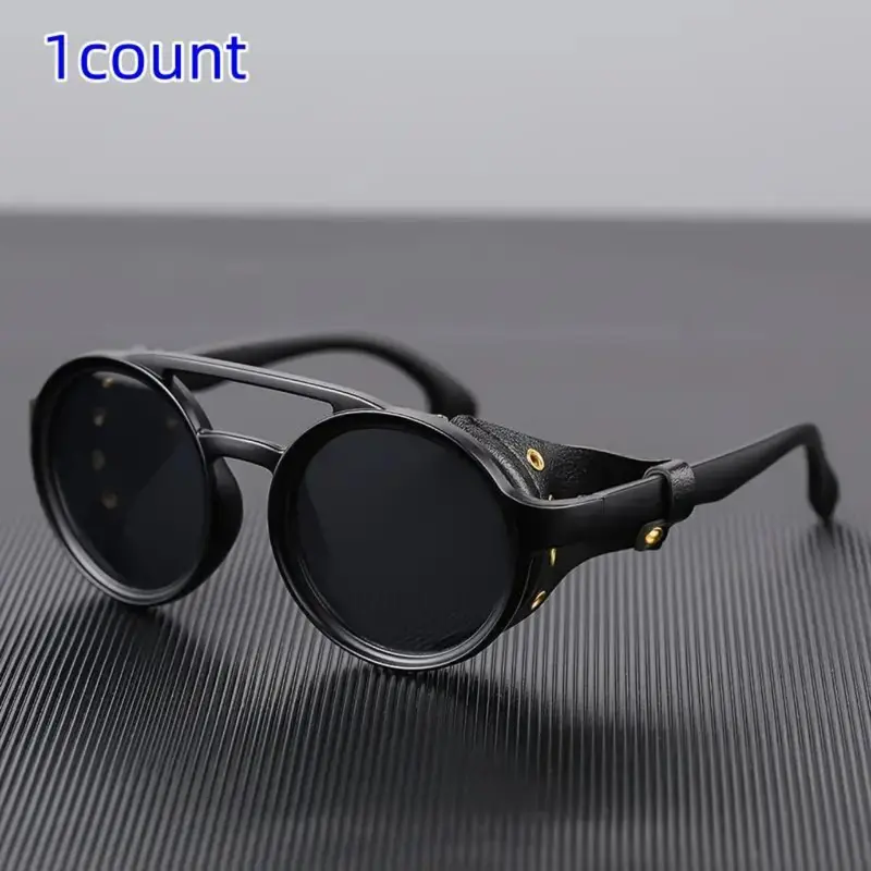 Men's Retro Round Frame Polarized Full Rim Sunglasses - Nylon TR90 Edgy Hipster Style Windproof Fashion Shades, Trendy Unisex Eyewear Fashion for Fishing, Cycling