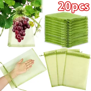20 Plant Fruit Protection Bags, Organza Fruit Pest Bag, 20x30cm, Tree Pest Barrier, for Flowers, Fruits, Vegetables, Bird & Squirrel Proof