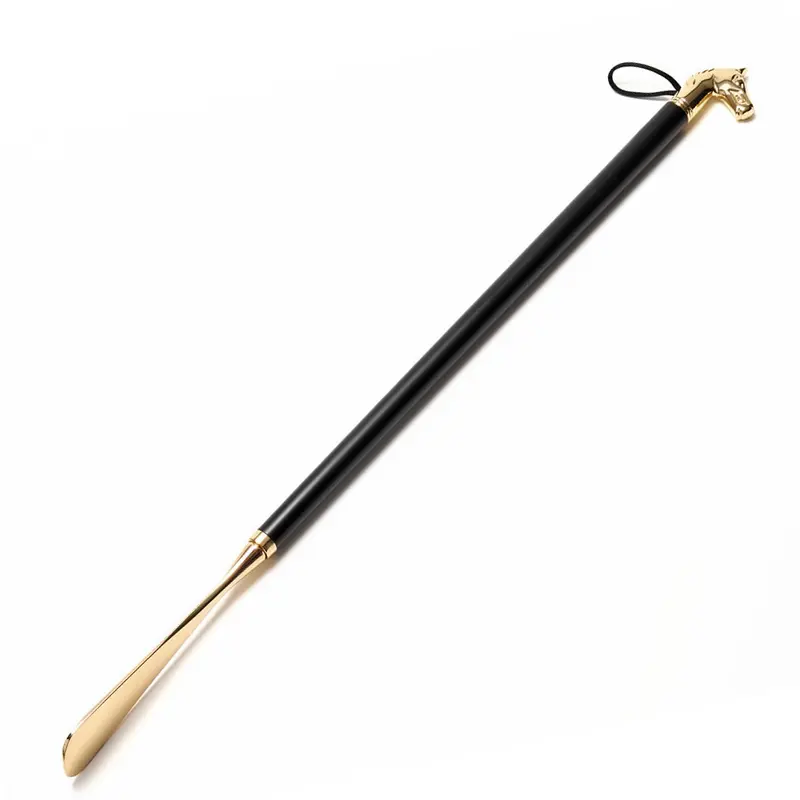 Durable Long-Handle Metal Shoe Horn, Luxury Gold Horse Head Design Footwear Accessory, Unisex Fit No-Bend Helper, Durable and Convenient Shoe Horn for Adults, Shoe Horns