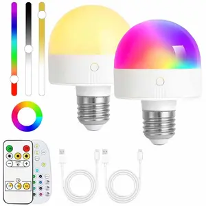Charging Lamp E26/e27 Screw-In Removable RGB Dimmable Timer Remote Control Wireless Emergency Wall Light No Wiring Required