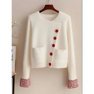 Women’s buttoned cardigan sweater, casual long-sleeve knitwear for fall and winter, women’s knit clothing for everyday wear, tops