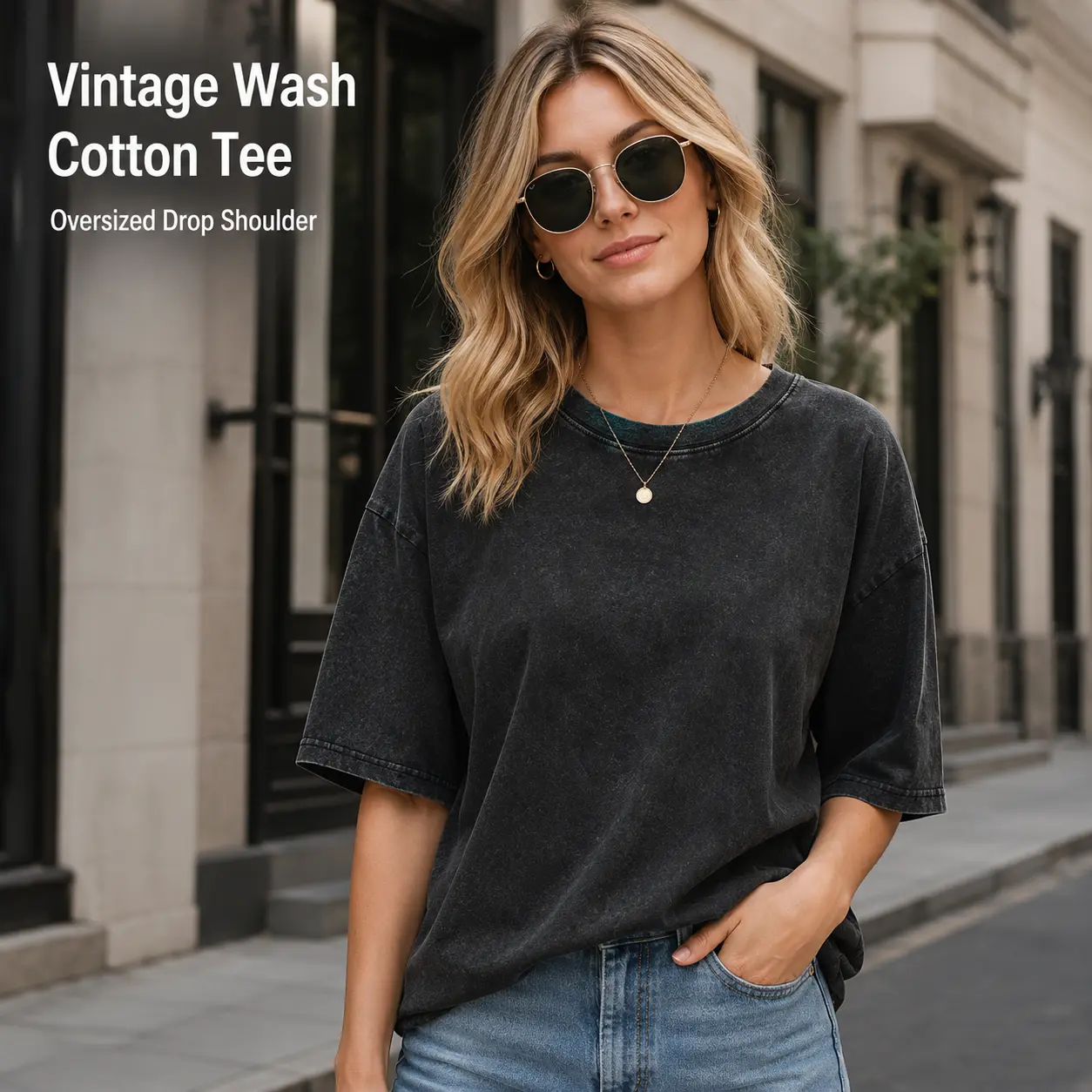 Women’s Vintage Washed 100% Cotton T-Shirt, Soft Breathable Crew Neck Short Sleeve Tee for Casual Summer Outfits