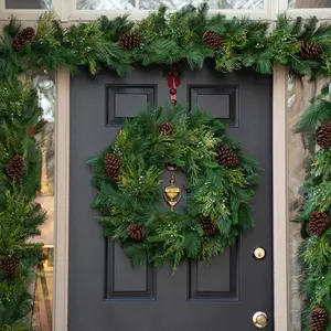 Classic Holiday Greens & Pinecone Front Door Christmas Wreath