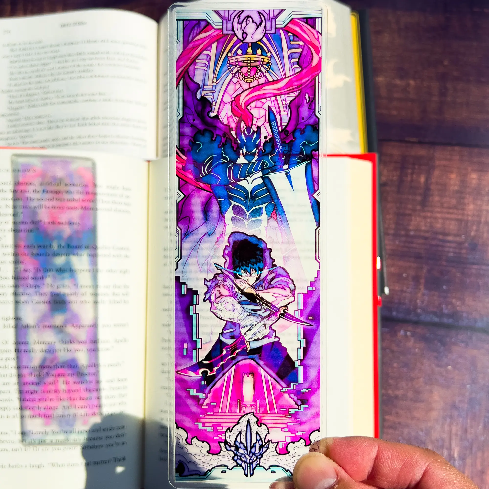 Solo Leveling Stained Glass Bookmarks (Suncatcher Transparent Bookmark with Stained Glass Art, Perfect Book Manhwa Reader Gift, Comic Graphic Novel Reader Gift)