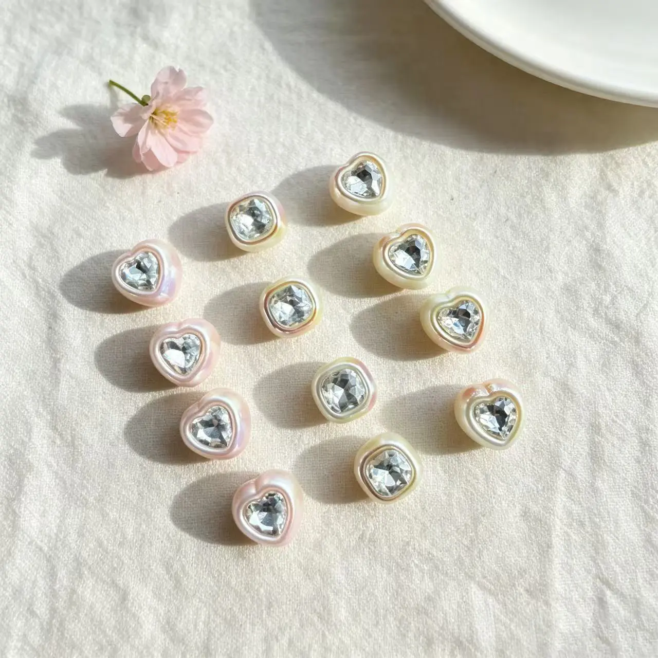 #cocoshop02 Aurora Pearl Rhinestone Spacer Beads‑Heart & Square Shaped