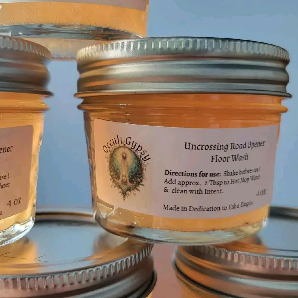 Uncrossing Road Opener Floor Wash - 4 oz, Made in Dedication to Eshu Elegua, Add 2 Tbsp to Hot Mop Water, Clean with Intent