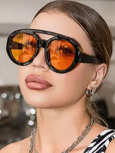 Unisex Vintage Round Frame Sunglasses, Trendy Casual Sunglasses for Everyday Use, Fashion Accessories for Outdoor Activities, Fashionable Sunglasses, Women, Trendy Styling Sunglasses, Street Style Shades, Trendy Streetwear Sunglasses