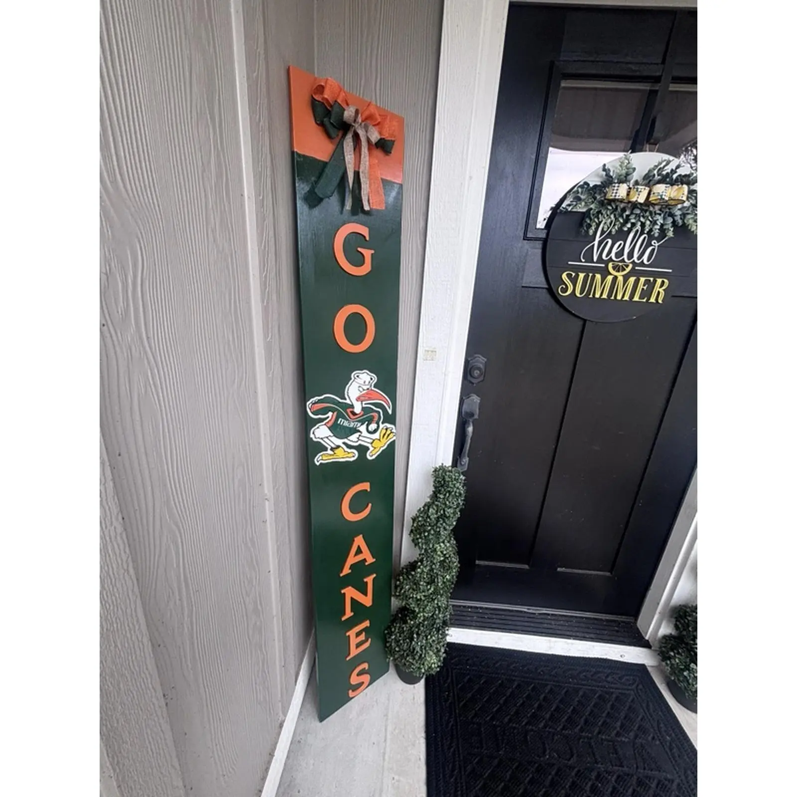 Miami Hurricanes Go Canes Decorative Sign with Orange and Green Colors for Home Decor