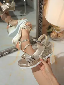 Women's Summer High Heel Platform Roman Sandals, New Fairy Style Thick Sole Shoes, Casual PU Rubber Footwear for 2026