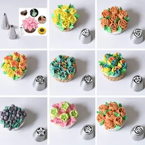 28 Pcs Russian Piping Tips Set, Frosting Nozzle Kit, Baking Supplies for Cookie Cupcake (12 Icing Tips 10 Pastry Baking Bags 2 Leaf Piping Tips 2 Couplers 1 Silicone Bag 1 cleaning brush)