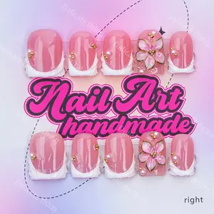 Delicatething Y2K Style Nail Art Set, Handmade French Design, Includes Jelly Glue, Nail Adhesive, Crystal Stick, File, Perfect Gift for Women, Nail Art Kit