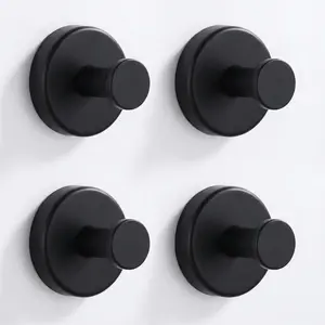Premium Suction Cup Hooks 4 PCS Waterproof Reuseable for Shower Bathroom Towel Hooks Industrial-Grade Strong Hold Up to 10 lbs No Wall Damage Matte Black Finish