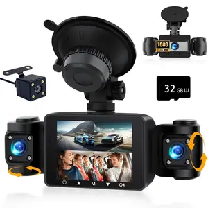 4 Channel Dash Cam 360° View, ZENTRO 1080P Front and Rear Inside, Left Right Dash Camera for Cars Free 32GB TF Card, G-Sensor, Night Vision, 24H Parking Mode