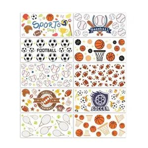 UV DTF Cup Wraps Transfer Stickers Various of Sport Balls Pattern, 10 Sheets Waterproof Custom Vinyl Transfer Sticker 16oz Coffee Glass Cup Tumbler Bottle Mug Decals for Men Women, Customizable Stickers, Sport Ball Patterns