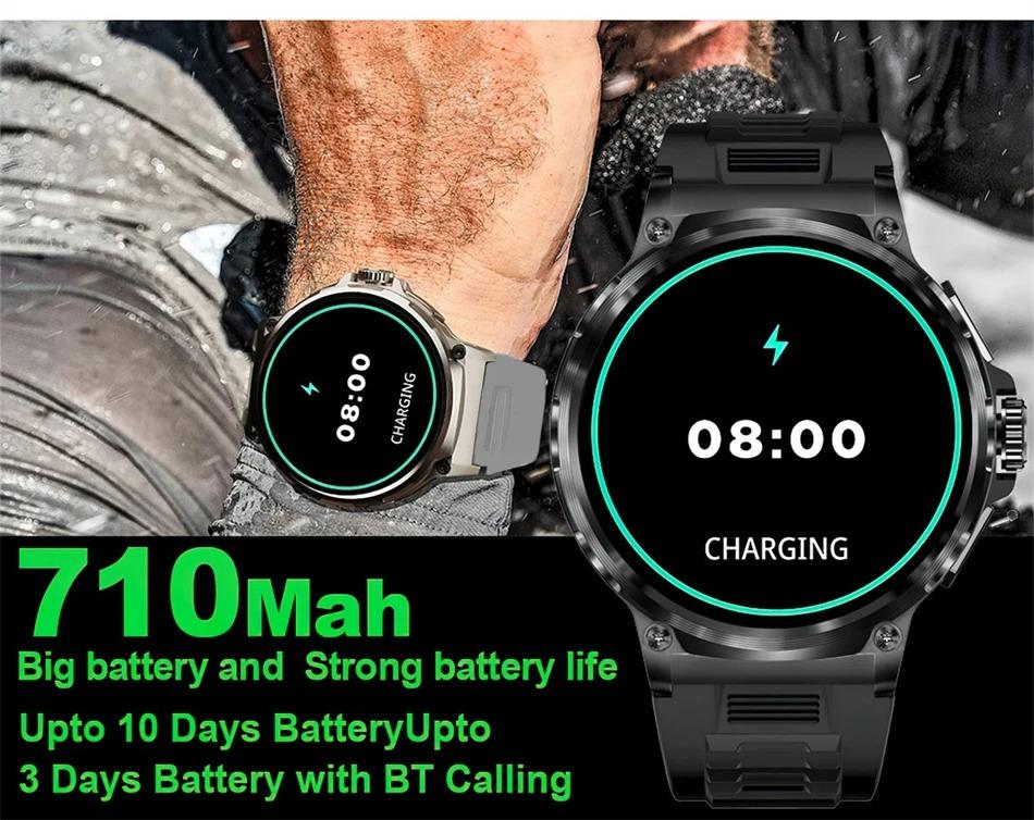 2026 IP68 Waterproof Smart Watch for Men - 1.85" Display, 710mAh Battery, GPS + Bluetooth Call, Heart Rate Monitor Watch