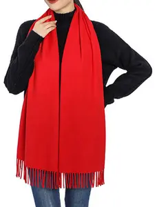 Chinese Scarf for Year-End Events, Party Celebration Accessories, Solid Color Shawl, Loose Fit Design, All Season Wear, Perfect Gift Idea, Fringe Trim Shawl