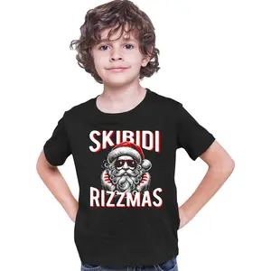 Skibidi Rizzmas Cool Santa Funny Christmas Youth T-Shirt