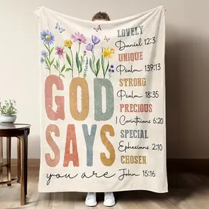 Soft Funny Throw Blanket Women'S Birthday Christian Fleece Blanket Gift - Inspirational Floral, Religious Christmas Birthday Gift, Christian Blanket for Mom, Sisters, Friends, Girls, Baptism Confirmation Spiritual Gift