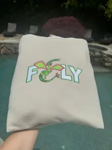 Flygon Embroidered Pokemon Sweater Personal Anime Gift Hoodie 90s Monster Stitched T-shirt Pop Culture Aesthetic Crewneck