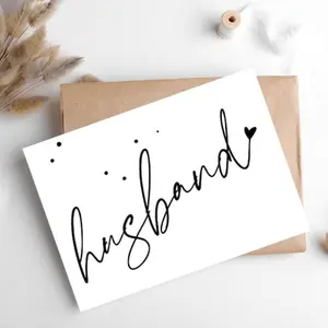1PC Husband Handwriting Card: Handmade Hygge Greeting Card with Kraft Envelope
