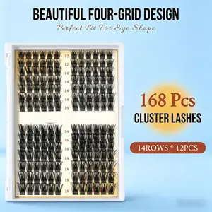 Lash Clusters 168 Pcs | Professional DIY Eyelash Extensions Kit, Thin Band, C Curl Mix 12–18mm, Natural Volume, Soft & Lightweight Waterproof