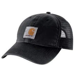 Black Canvas Cap with Mesh Back
