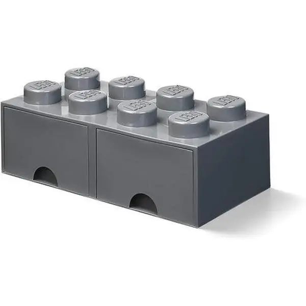 LEGO Stackable Storage Brick with 2 Drawers and 8 Knobs, Dark Grey  [COLLECTIBLES] Gray, Brick