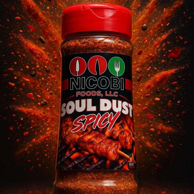 Nicobi Foods Soul Dust Spicy – Savory, Smooth & All-Purpose Flavor in Every Shake (5 oz) Infused Ghost Pepper.