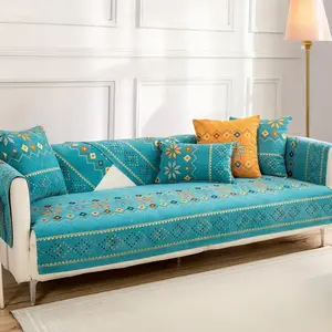 1 Count Sofa Cover, 2-4 Seat Chenier Couch Cover, Anti-sip Bench Sofa Protector, Machine Washable Slipcover, Pet-friendly sofa Towel Mat, Sofa Comfortable Furniture Protector for Home, Living Room, Dormitory, Hotel, Beige, Gray