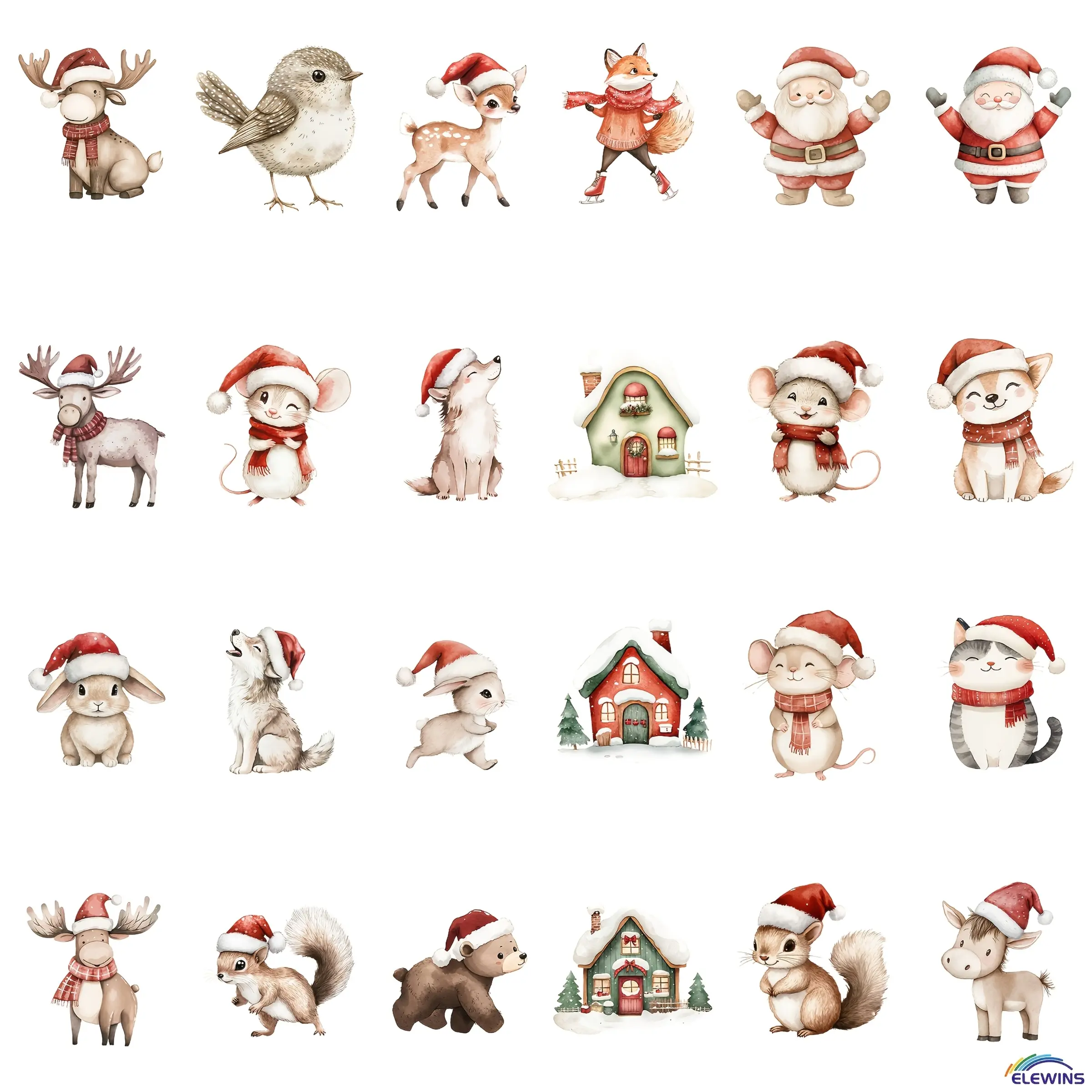 36-Piece Sweet Christmas Heat Transfer Stickers, DIY Decorative Iron-On Patches for T-Shirts Jeans Hats Backpacks, Washable Durable