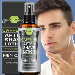 Rozino Caffeine After Shave Lotion - Post-Shaving Moisturizer for Men's Skin Care 100ml Soothe & Moisturize Skin After Shaving Essential Grooming Product