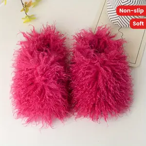 Solid Color Fluffy Slippers, Y2K Soft Sole Platform Slip On Home Shoes, Non-slip Round Toe Cozy Floor Shoes