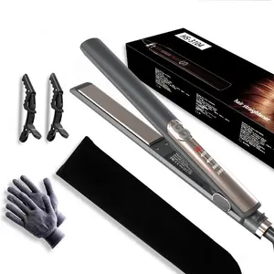 Hair Straightener / Curler 2-in-1 Titanium Ceramic Flat Iron with Heat-Resistant Silicone Design, Reduces Frizz for Smoother, Shinier Hair.