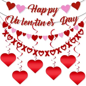 4 pieces, Galentine's Day decorations, Valentine's Day wreath, heart-shaped decorations, romantic Valentine's Day banner, Wishing Banner, Valentine's Day decorations, Happy Anniversary, Wedding decorations
