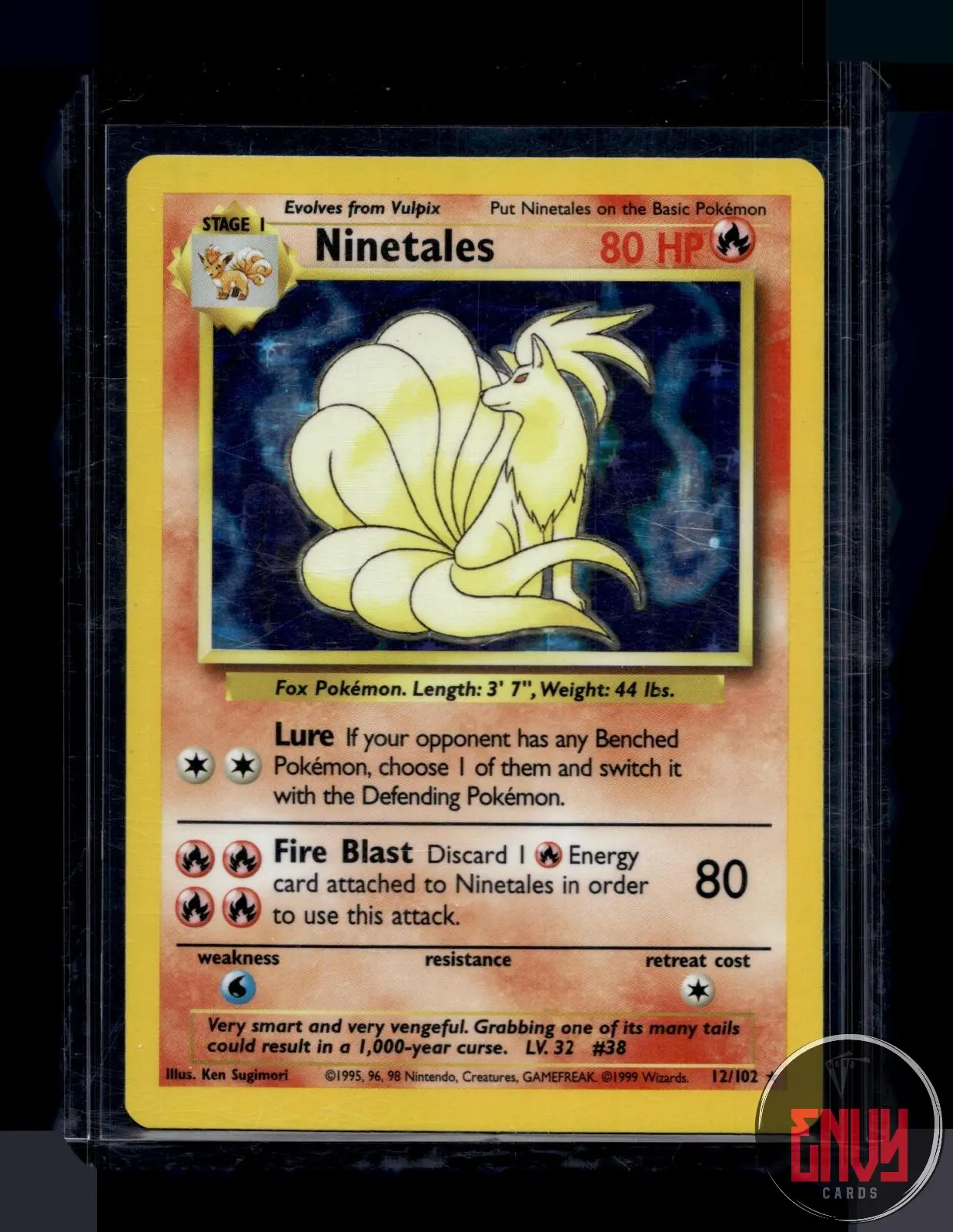 Ninetales Lightly Played 12/102 Holo Rare Base Set Unlimited Pokemon