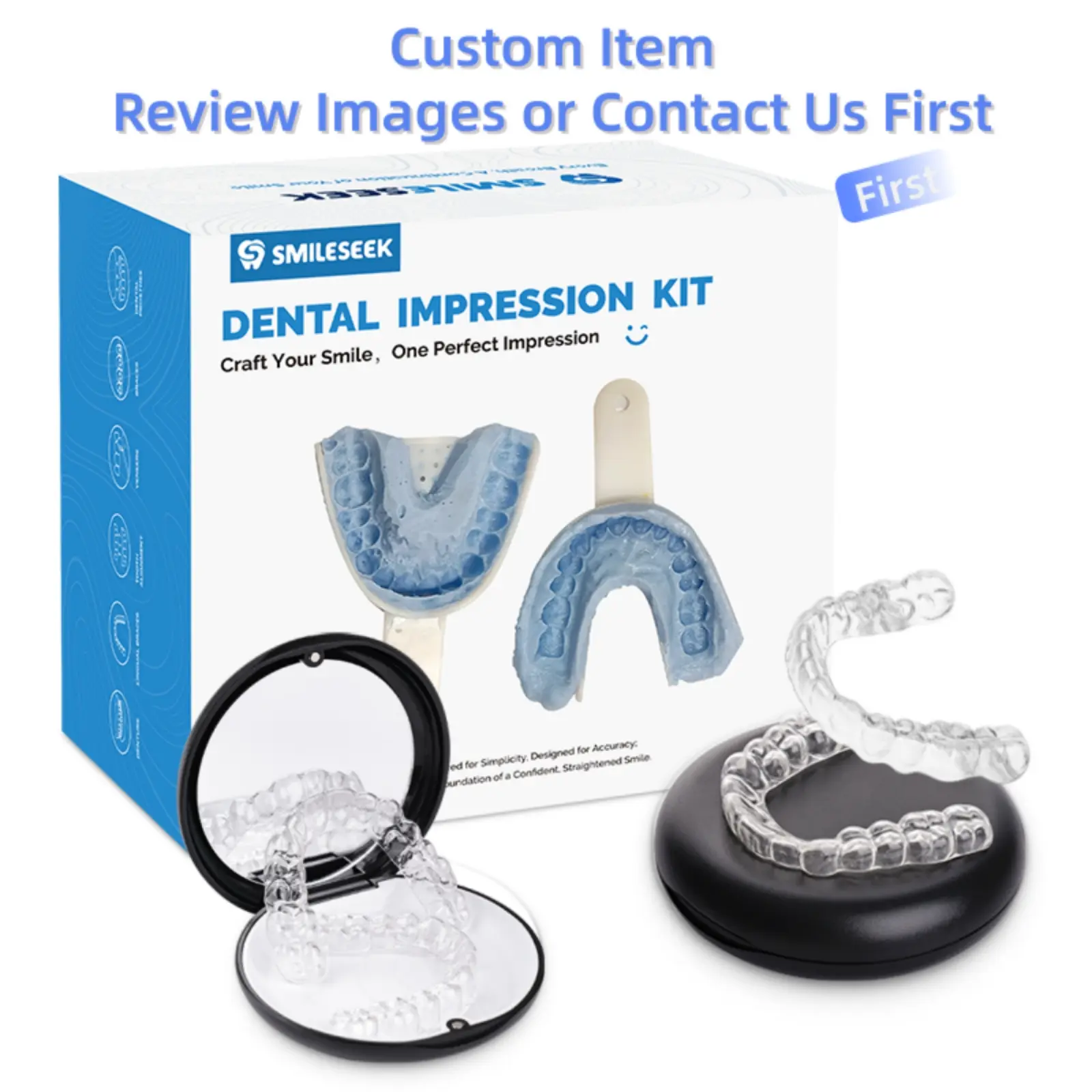 S SMILESEEK Dental Custom Teeth Retainer Set - Upper & Lower BPA-Free Precision-Fit Nearly Invisible EVA Orthodontic Accessories, Easy DIY Mold for Adults Post-Braces Retention
